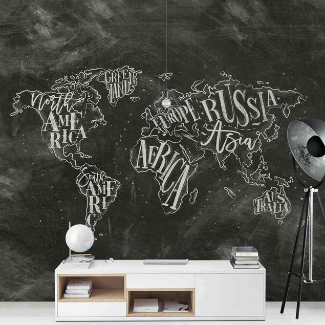Papel de parede mapa mundi Chalk World Map