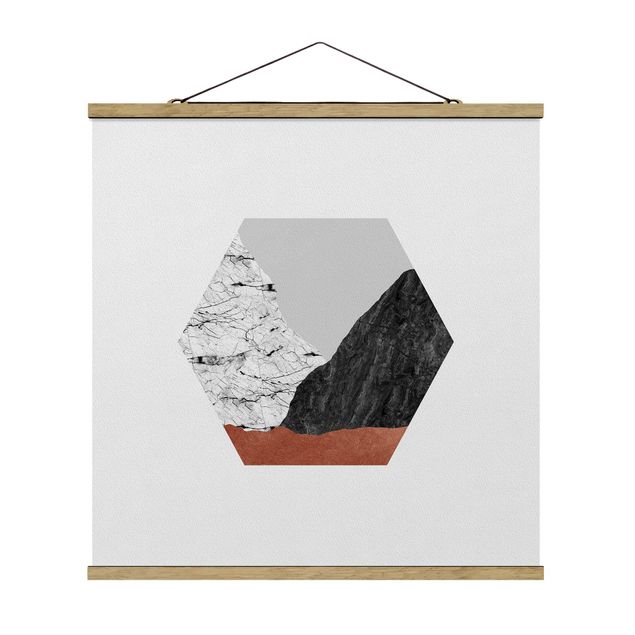 quadros decorativos para sala modernos Copper Mountains Hexagonal Geometry