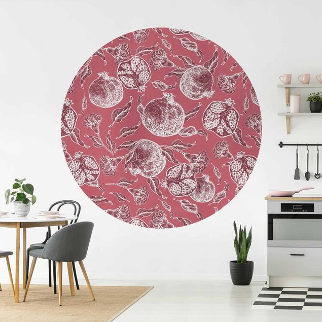 Papel de parede padrões Copper Engraving Pomegranates