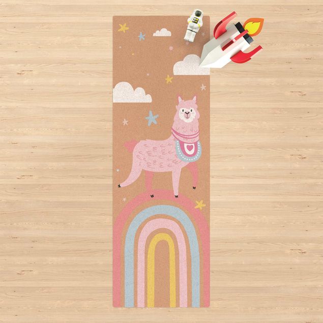 Decoração para quarto infantil Lama On Rainbow With Stars And Dots