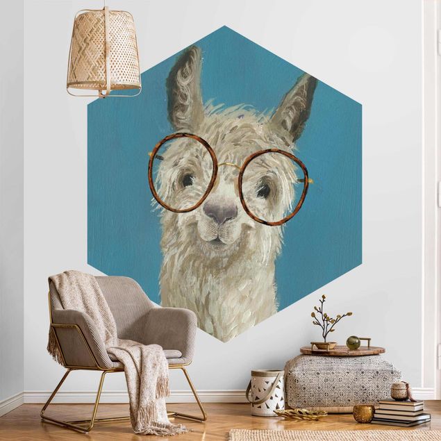 papel de parede para quarto de casal moderno Lama With Glasses I