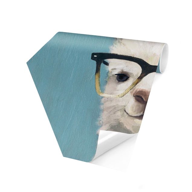 Papel de parede hexagonal Lama With Glasses IV