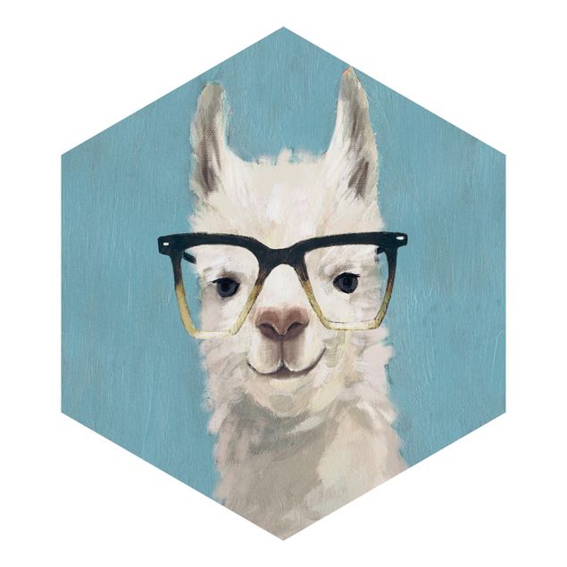 papel de parede com azul Lama With Glasses IV