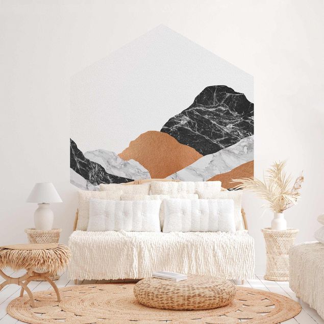 Papel de parede montanhas Landscape In Marble And Copper II