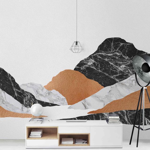 Papel de parede montanhas Landscape In Marble And Copper II