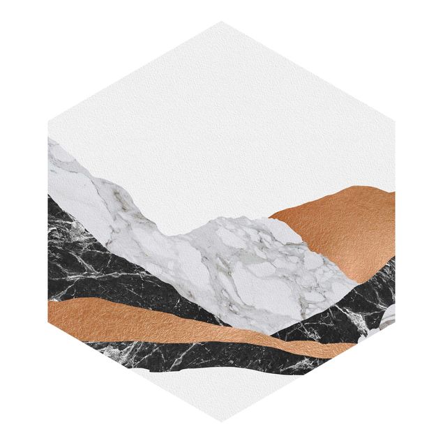 Papel de parede hexagonal Landscape In Marble And Copper