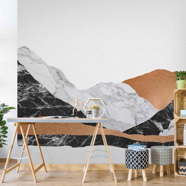 papel de parede efeito marmore Landscape In Marble And Copper