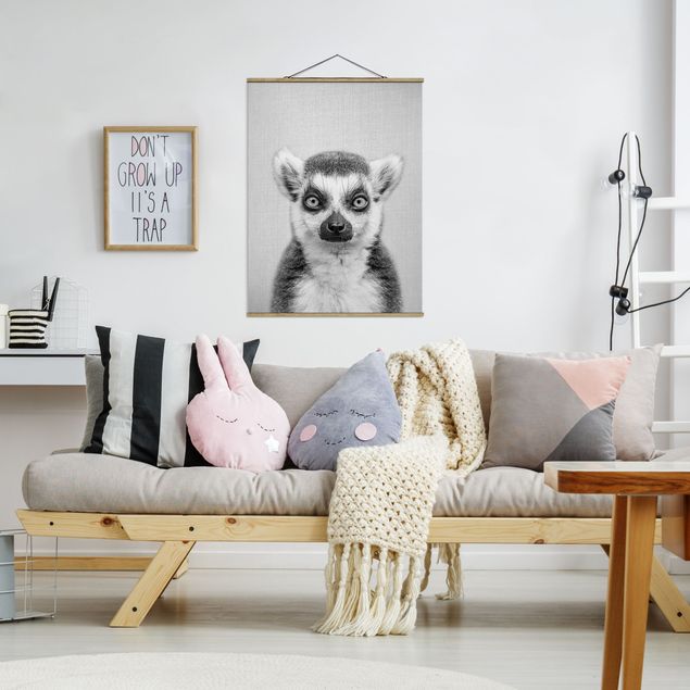 quadros modernos para quarto de casal Lemur Ludwig Black And White