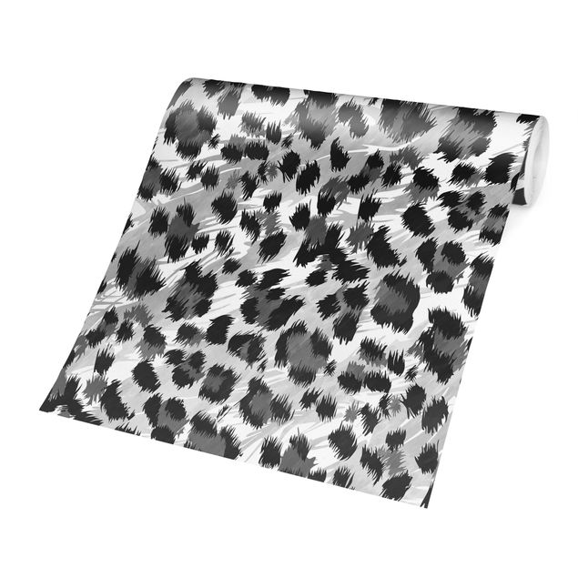 papel de parede com animais Leopard Print With Watercolour Pattern In Grey