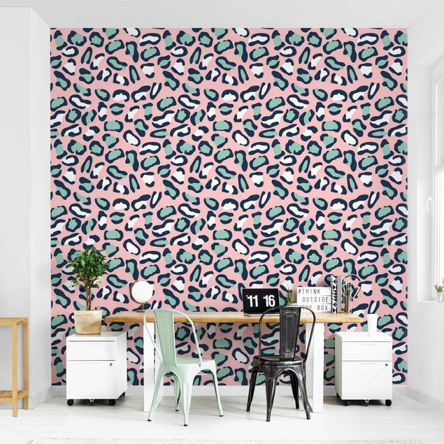 Papel de parede padrões Leopard Pattern In Pastel Pink And Blue
