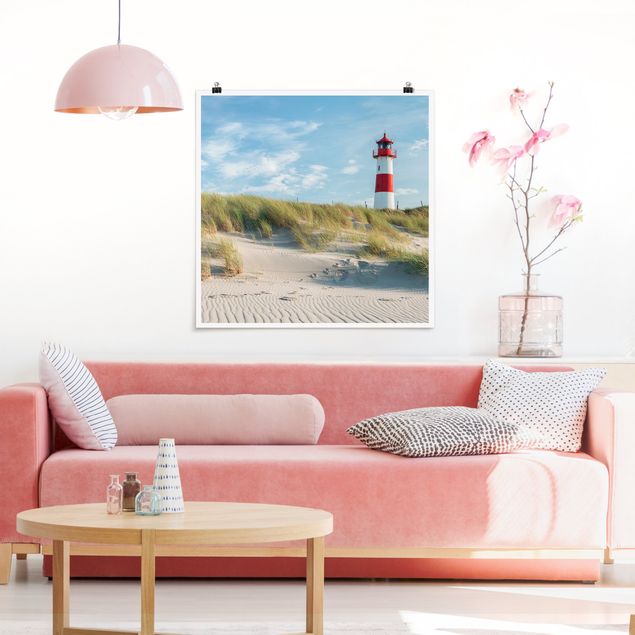 quadros de paisagens Lighthouse At The North Sea