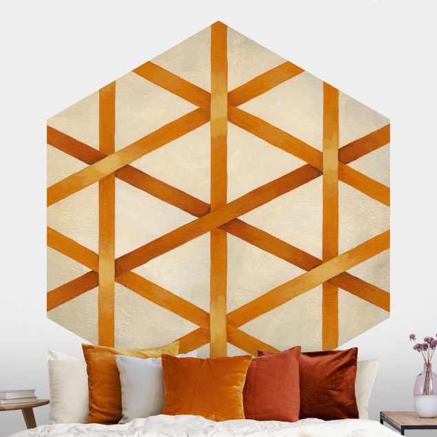 Papel de parede geométrico Light And Ribbon Orange