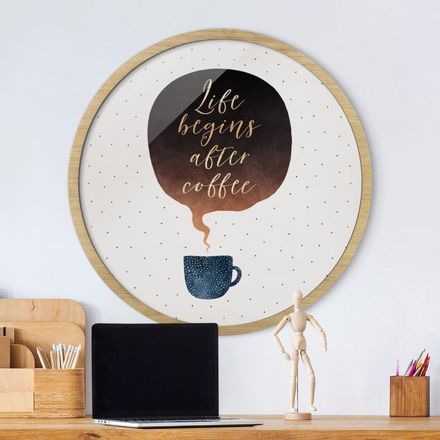 decoraçao para parede de cozinha Life Begins After Coffee Dots