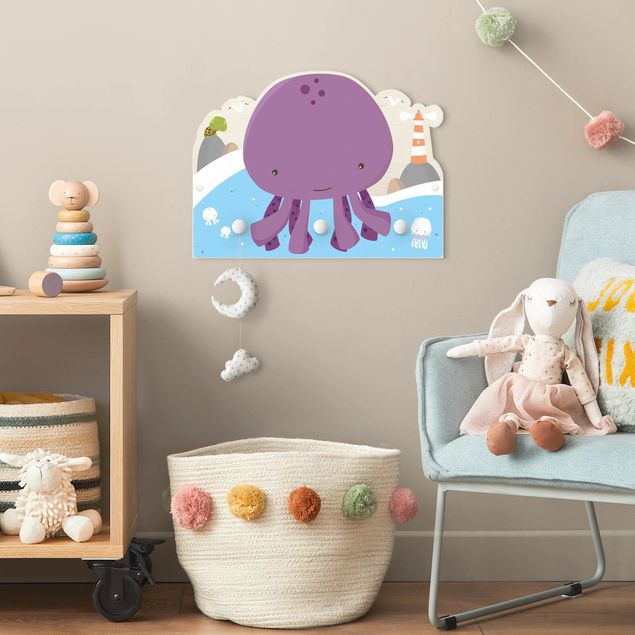 Cabides de parede animais Purple Baby Squid