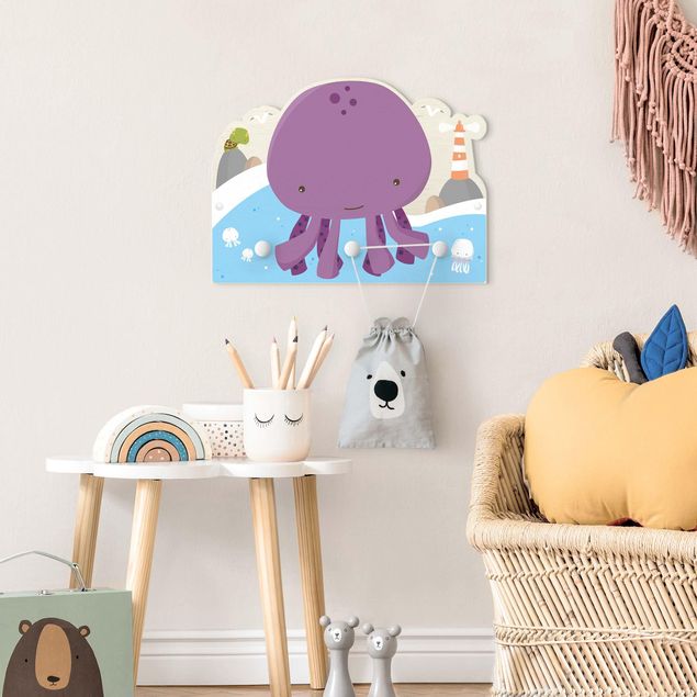 cabideiro de parede Purple Baby Squid