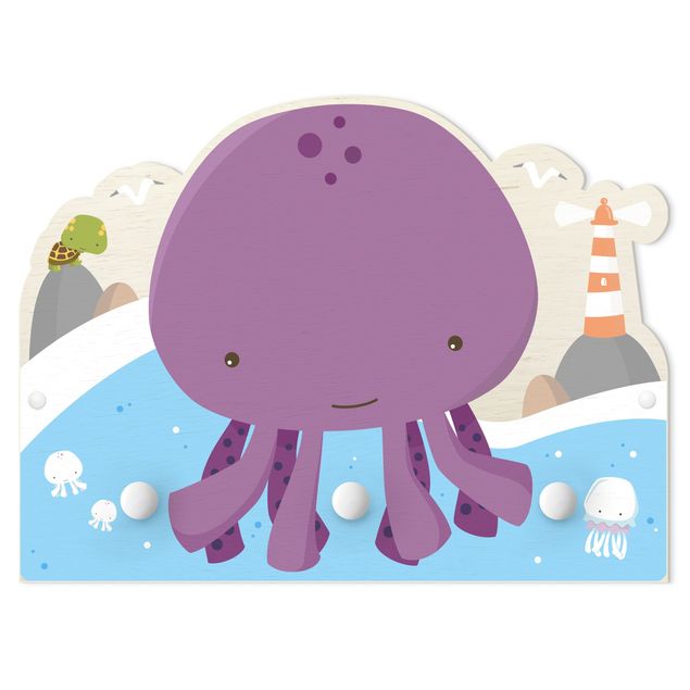Cabide de parede infantil Purple Baby Squid