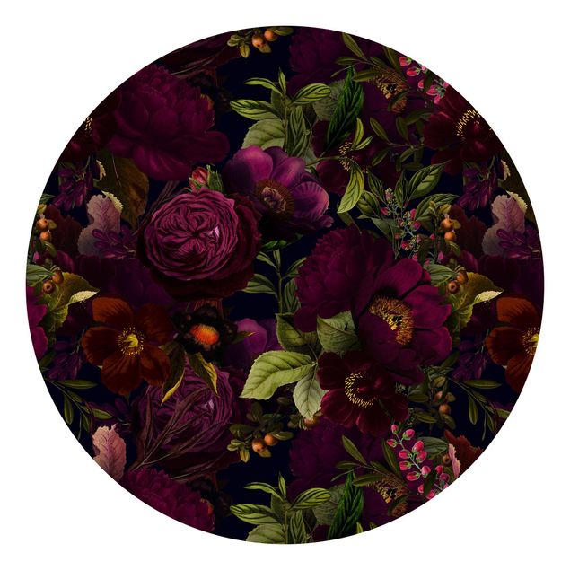 papel de parede para quarto de casal moderno Purple Blossoms Dark