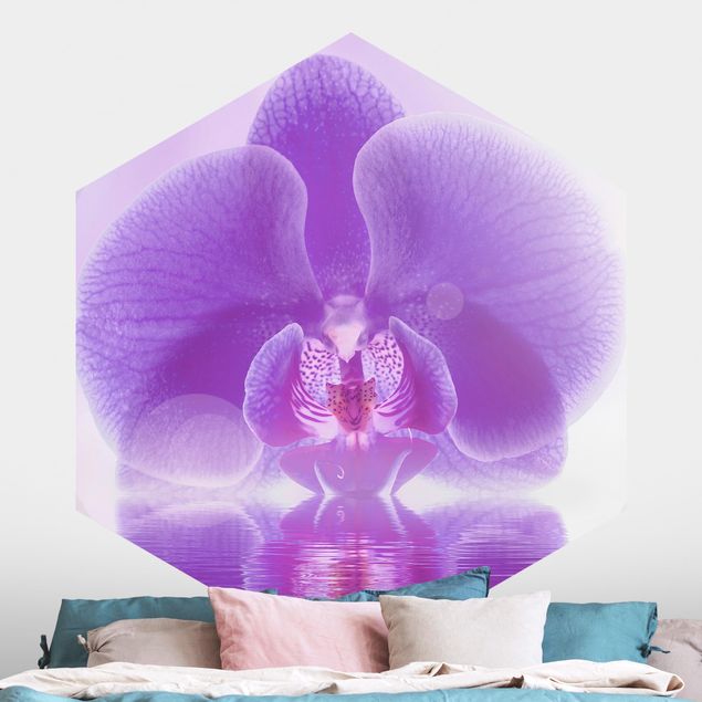 Papel de parede orquídeas Purple Orchid On Water