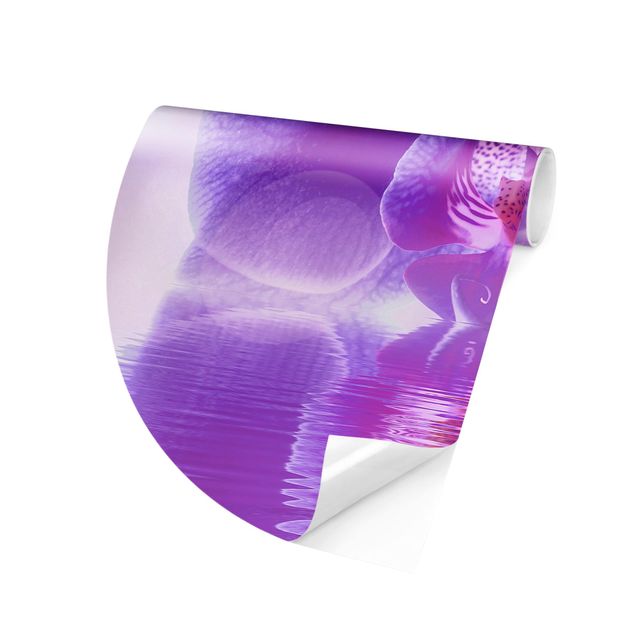 papel de parede moderno para sala Purple Orchid On Water