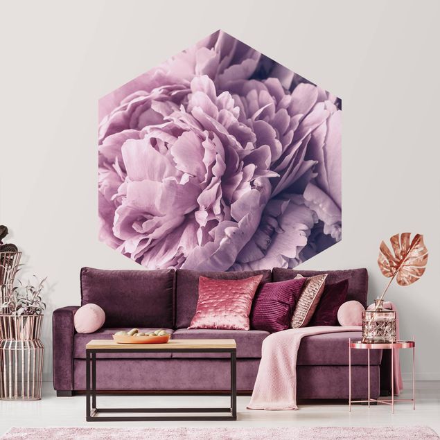 Papel de parede vintage Purple Peony Blossoms