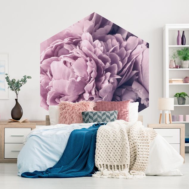papel de parede moderno Purple Peony Blossoms