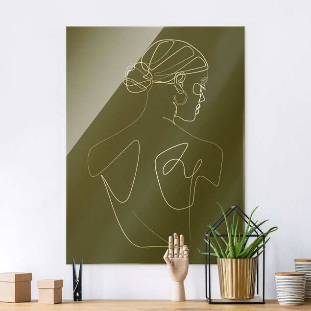 decoraçao para parede de cozinha Line Art - Woman Back Green