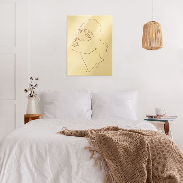 quadros modernos para quarto de casal Line Art - Woman Dreaming Face