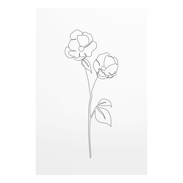 quadros decorativos para sala modernos Line Art Flowers - Poppy Flower