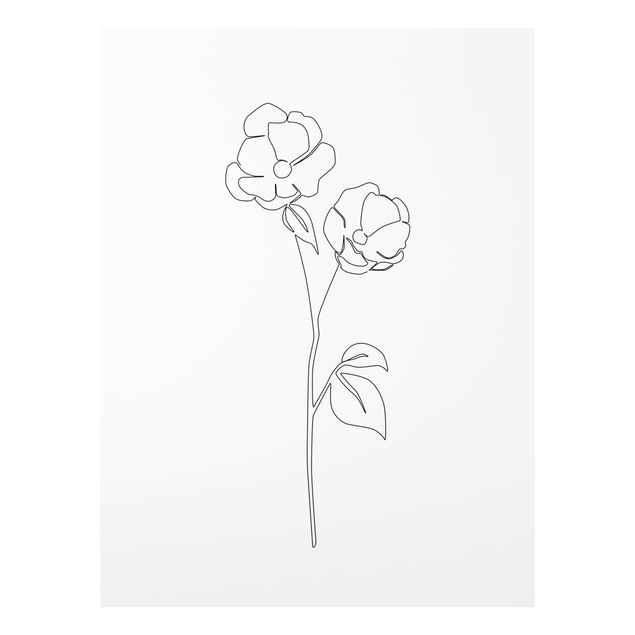 quadros decorativos para sala modernos Line Art Flowers - Poppy Flower
