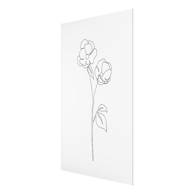quadros em preto e branco Line Art Flowers - Poppy Flower