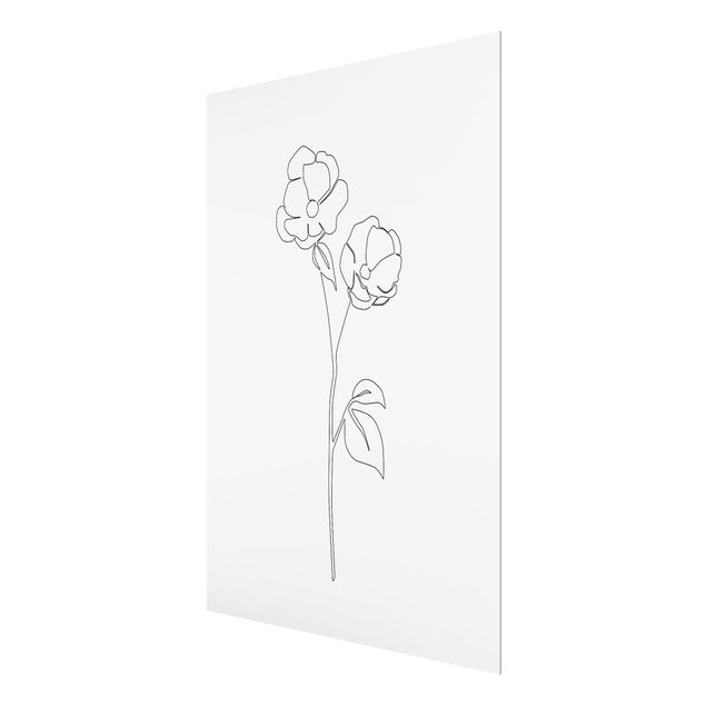 quadros em preto e branco Line Art Flowers - Poppy Flower