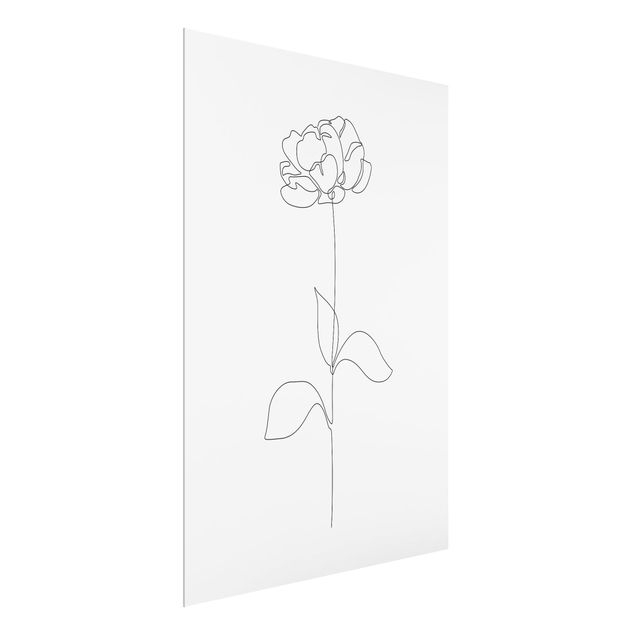 quadros modernos para quarto de casal Line Art Flowers - Peony