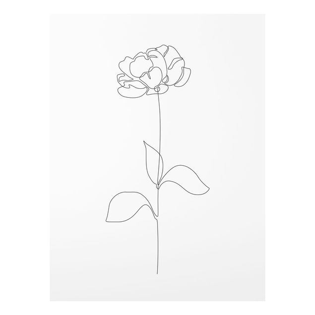quadros preto e branco para decoração Line Art Flowers - Peony