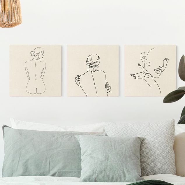 Quadros por movimento artístico Line Art Women Nude Drawing Black And White Set