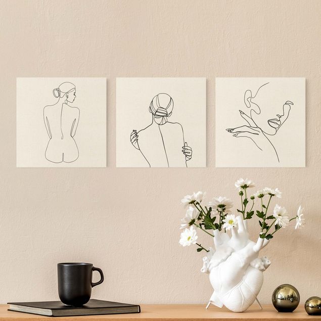Quadros famosos Line Art Women Nude Drawing Black And White Set