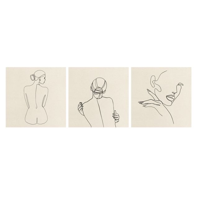 quadros em preto e branco Line Art Women Nude Drawing Black And White Set