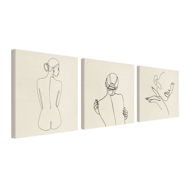 Quadros movimento artístico Line Art Line Art Women Nude Drawing Black And White Set