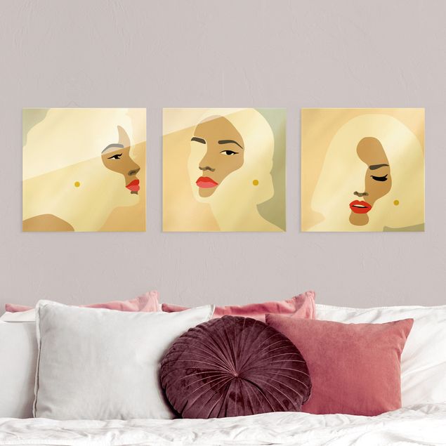 Quadros por movimento artístico Line Art Portrait Women Pastel Set