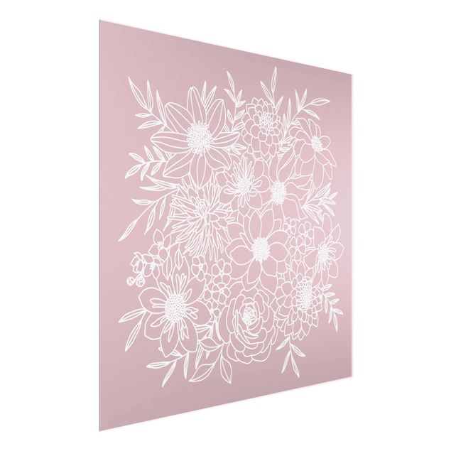 Quadros rosas Lineart Flowers In Dusky Pink
