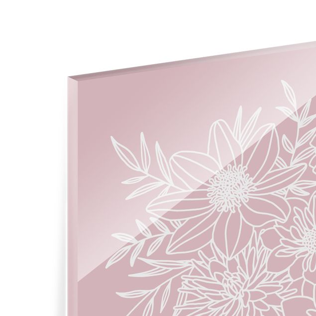 Quadros em vidro Lineart Flowers In Dusky Pink