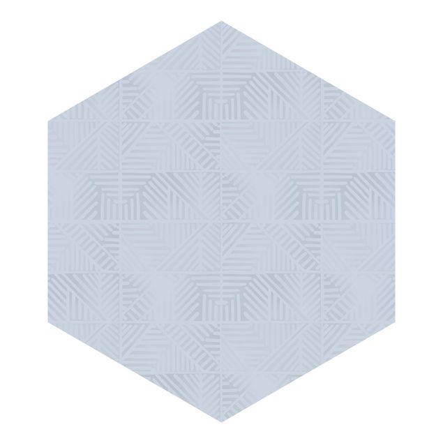 Papel de parede hexagonal Line Pattern Stamp In Blue
