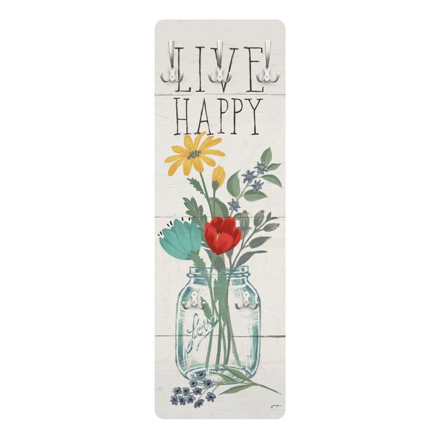 Cabide de parede Live Happy - Flower vase on wood