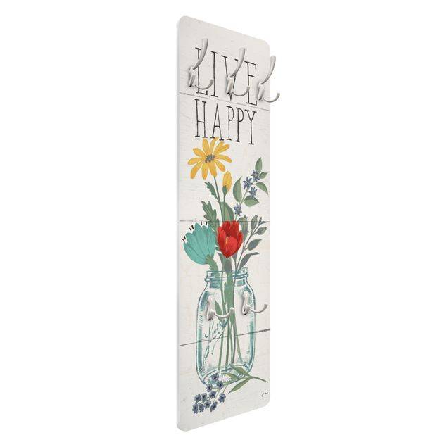 Cabides de parede Live Happy - Flower vase on wood