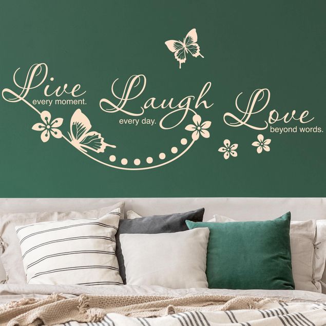 Autocolantes de parede Live Laugh Love Flowers & Butterflies