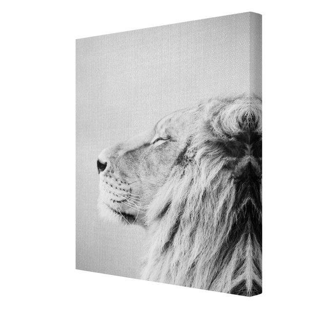 Telas decorativas animais Lion Leopold Black And White