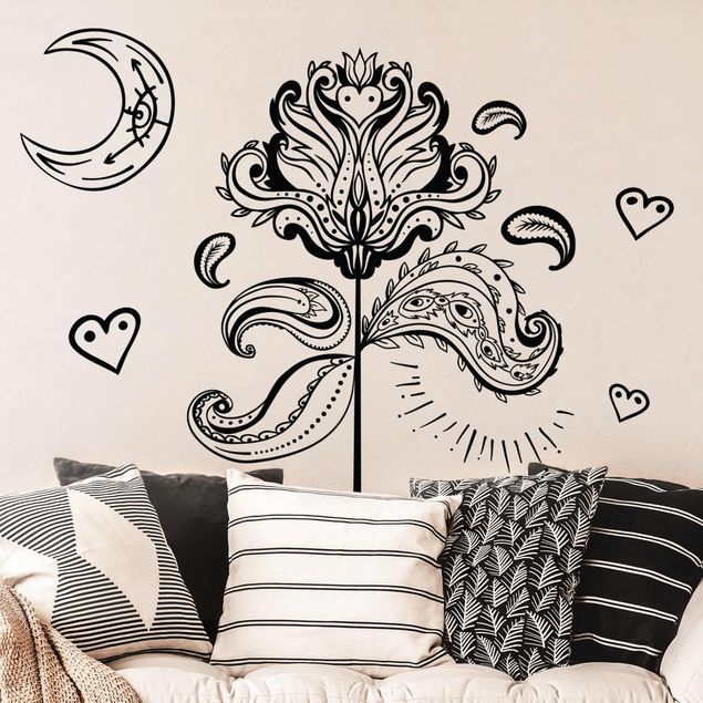 Autocolantes de parede Lotus With Moon And Hearts