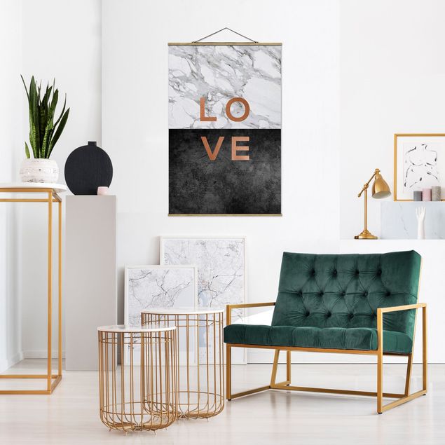 quadros modernos para quarto de casal Love Copper And Marble