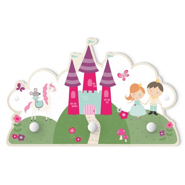 Cabide de parede infantil Fairytale Castle With Prince And Princess