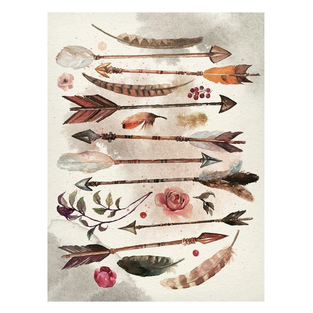 Quadros penas Boho Arrows And Feathers - Watercolour