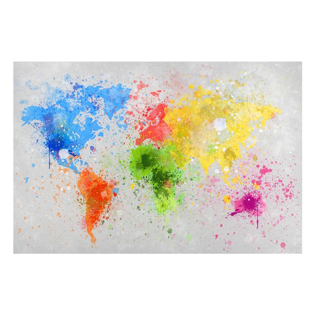 Quadros magnéticos mapas Colourful Splodges World Map